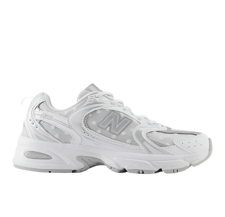 New Balance 530 White with Silver Metallic Sneaker