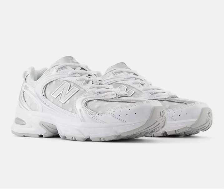 New Balance 530 White with Silver Metallic Sneaker