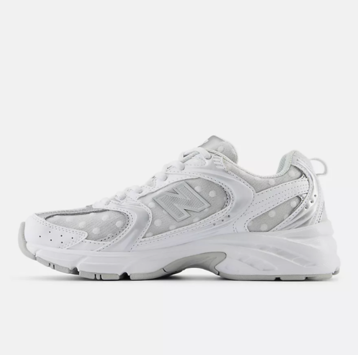 New Balance 530 White with Silver Metallic Sneaker