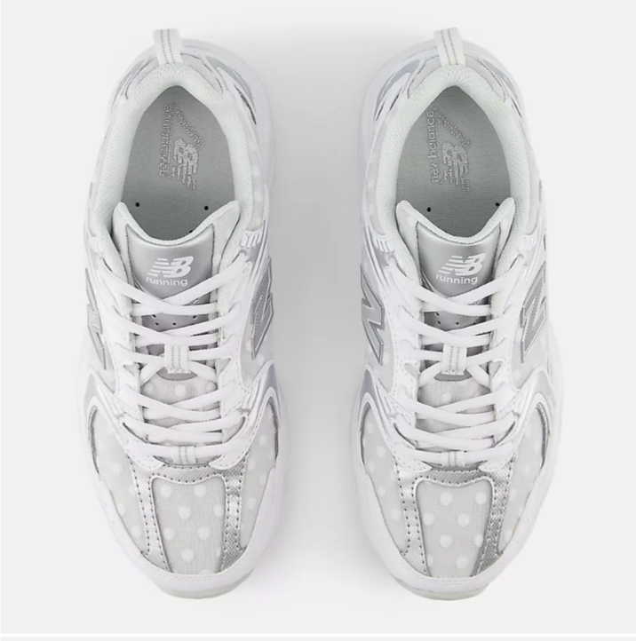 New Balance 530 White with Silver Metallic Sneaker