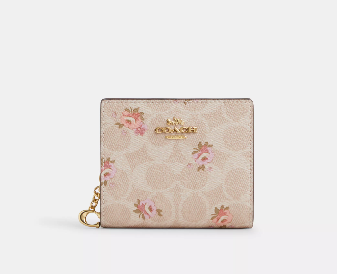 Coach Snap Wallet Floral Signature Canvas