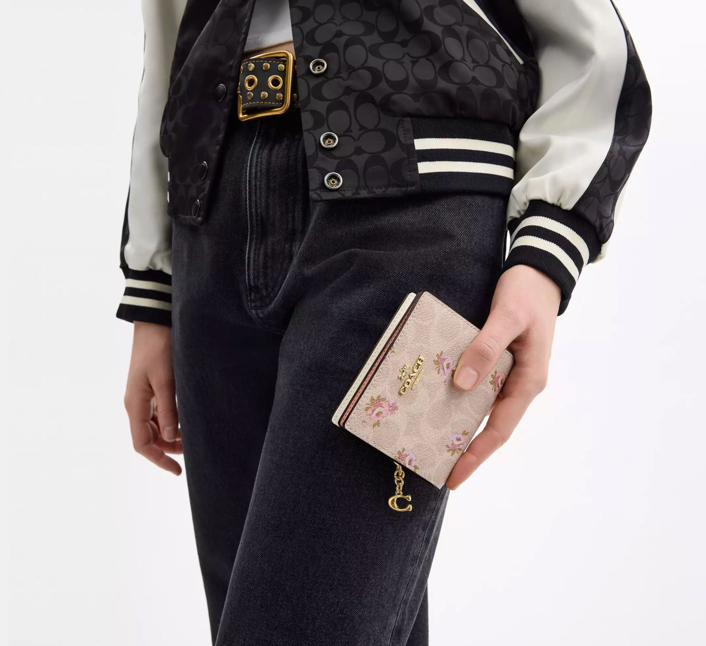 Coach Snap Wallet Floral Signature Canvas