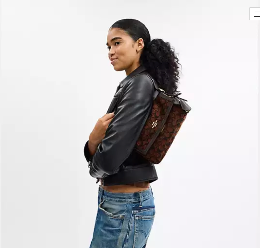 Coach Etta Small Flap Shoulder Bag In Signature Chenille - Truffle