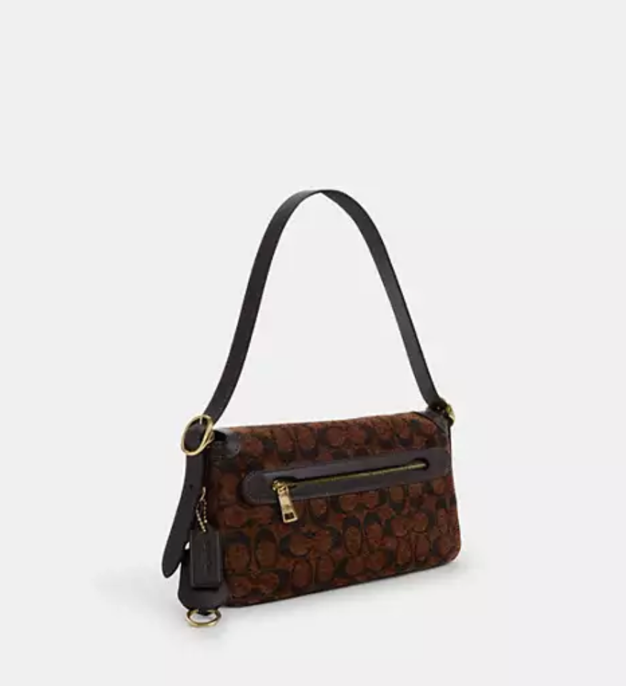 Coach Etta Small Flap Shoulder Bag In Signature Chenille - Truffle