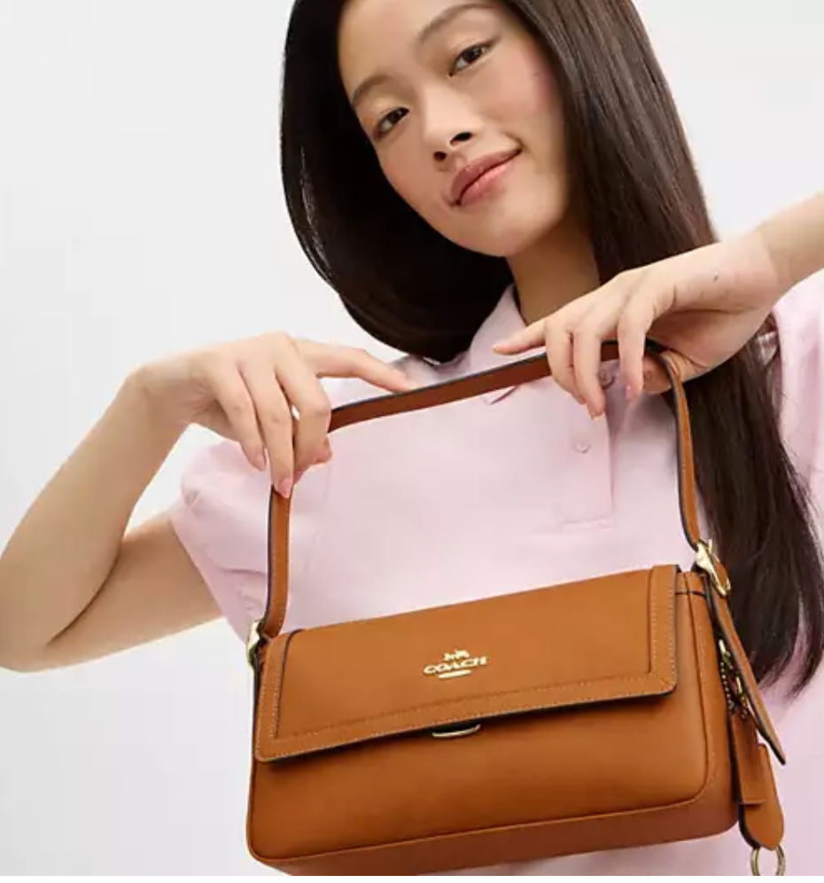 Coach Etta Small Flap Shoulder Bag - Gold/Brown