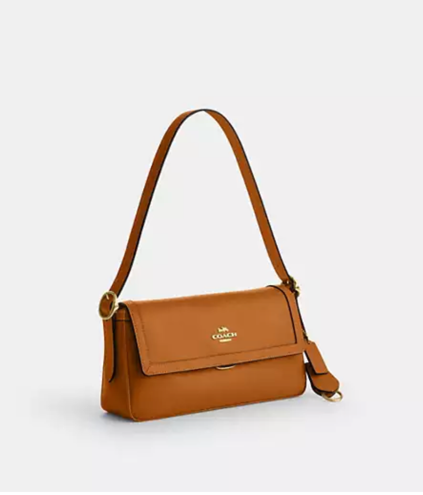 Coach Etta Small Flap Shoulder Bag - Gold/Brown