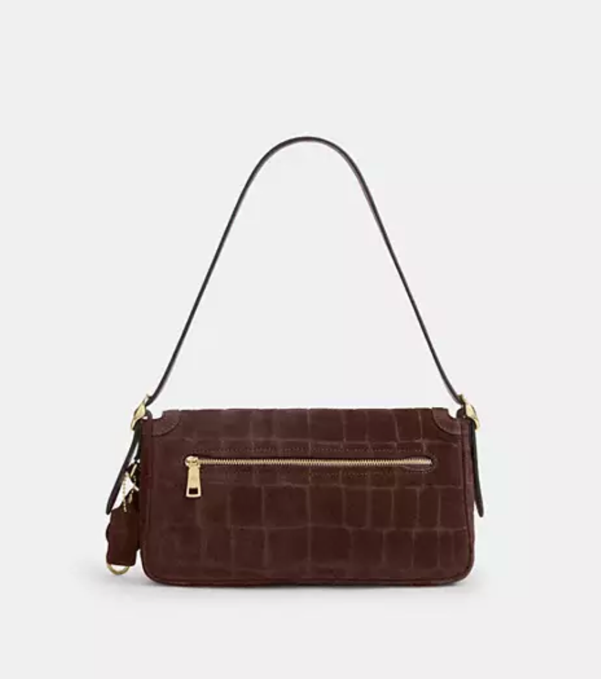 Coach Etta Small Flap Shoulder Bag Embossed Crocodile
