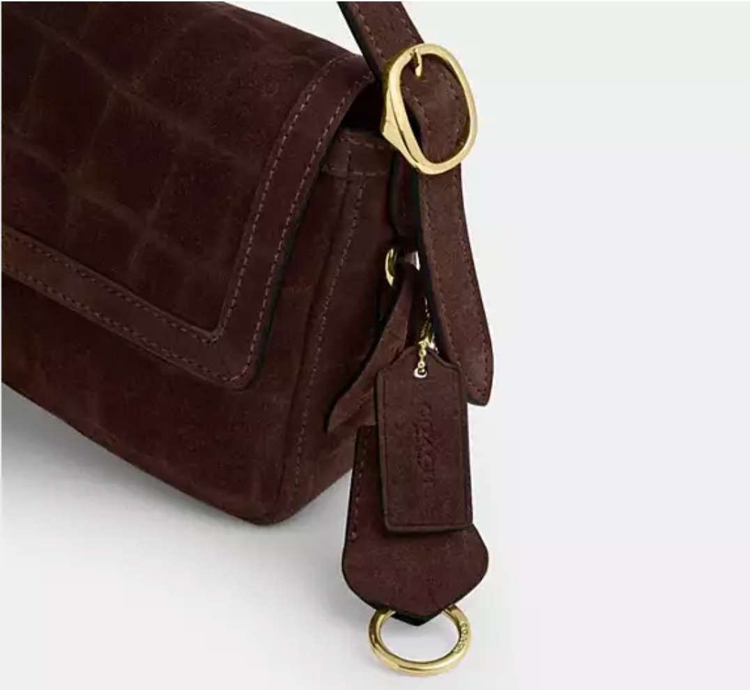 Coach Etta Small Flap Shoulder Bag Embossed Crocodile