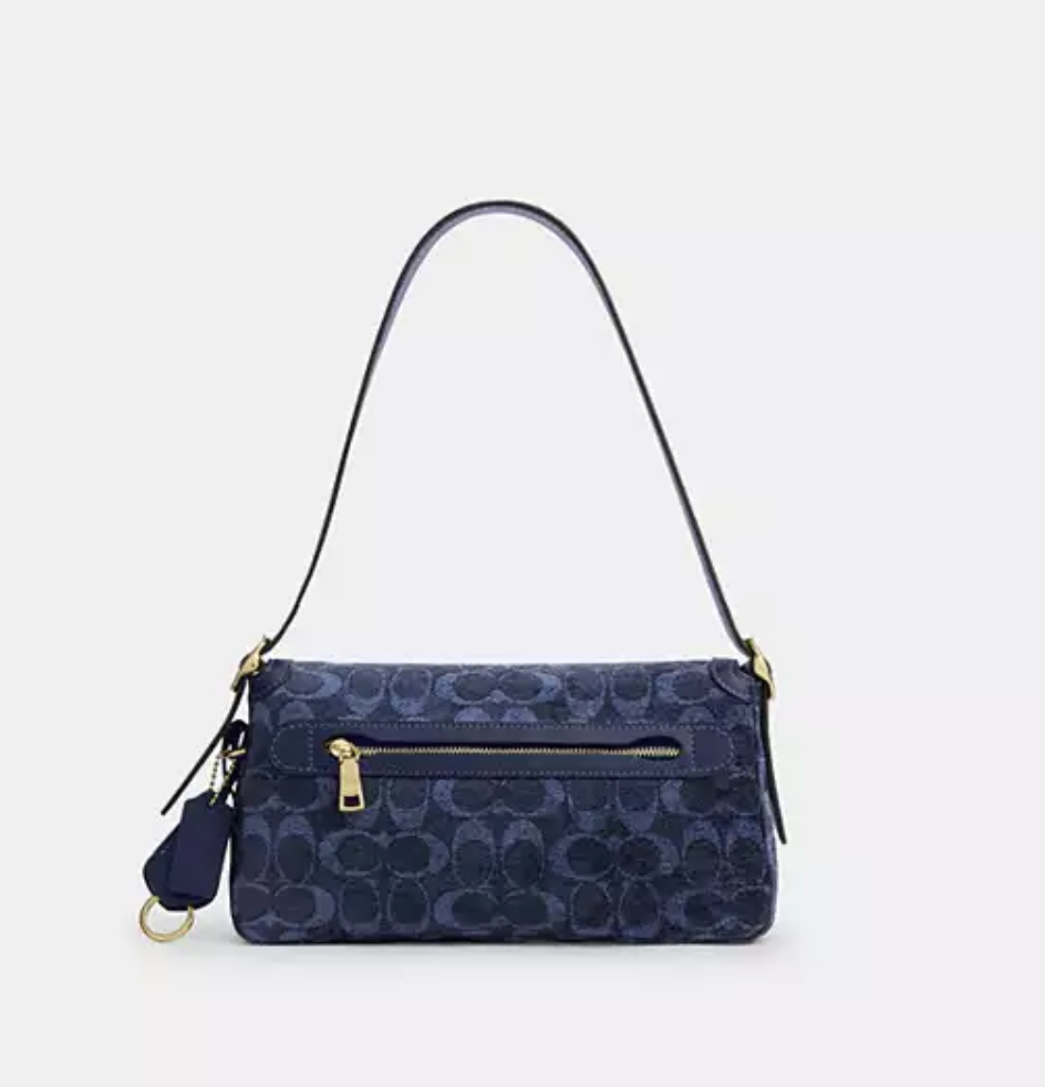 Coach Etta Small Flap Shoulder Bag In Signature Chenille - Navy