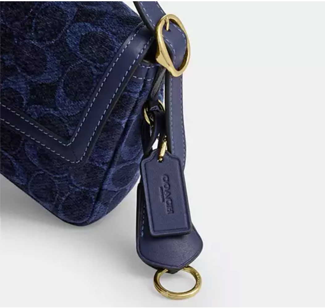 Coach Etta Small Flap Shoulder Bag In Signature Chenille - Navy