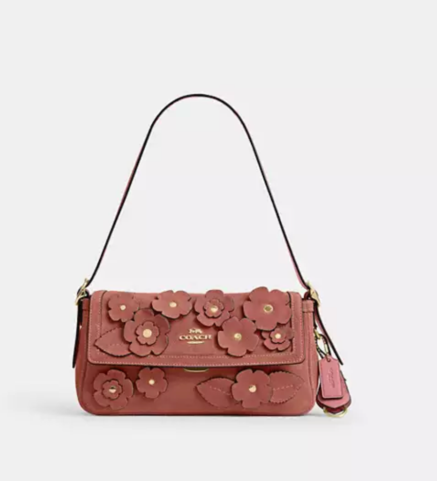 Etta Small Flap Shoulder Bag With Floral Appliqué