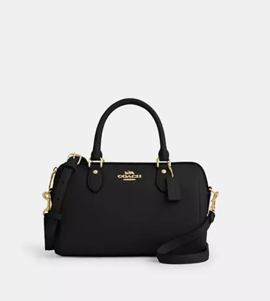 Coach Rowan Satchel Bag Pebbled Leather - Gold/Black