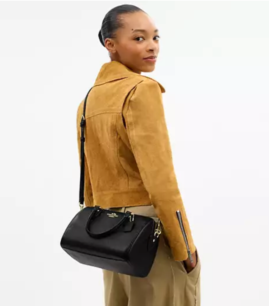 Coach Rowan Satchel Bag Pebbled Leather - Gold/Black