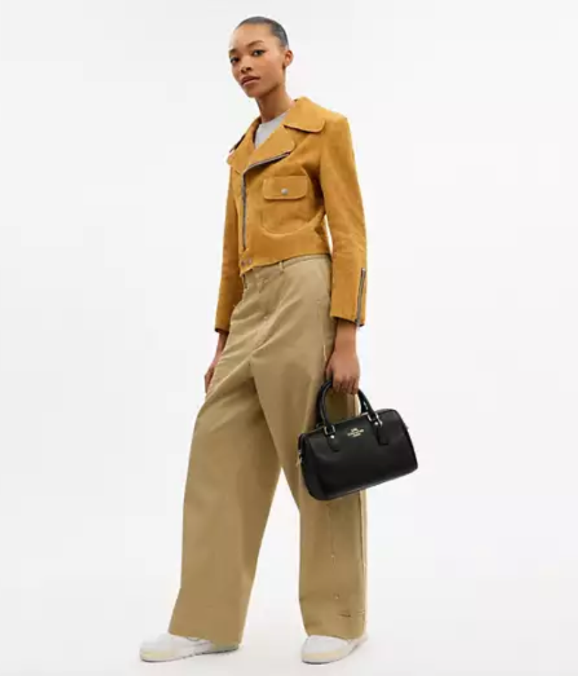 Coach Rowan Satchel Bag Pebbled Leather - Gold/Black