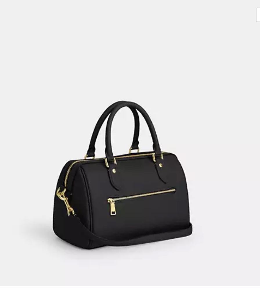 Coach Rowan Satchel Bag Pebbled Leather - Gold/Black