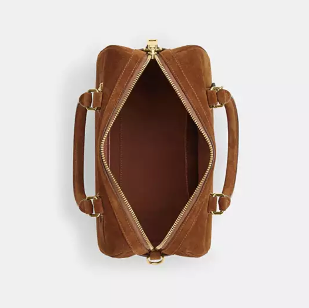 Coach Rowan Satchel Bag Suede - Warm/Brown