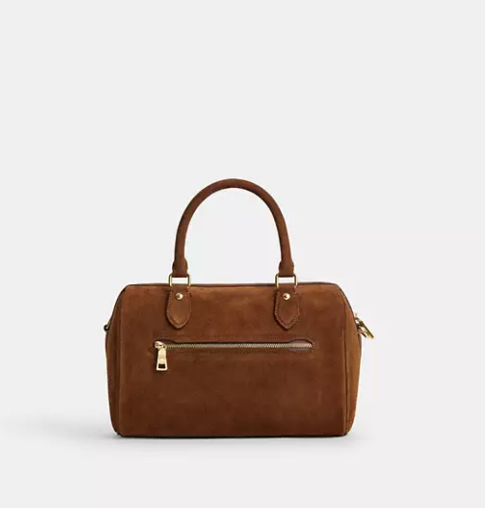 Coach Rowan Satchel Bag Suede - Warm/Brown