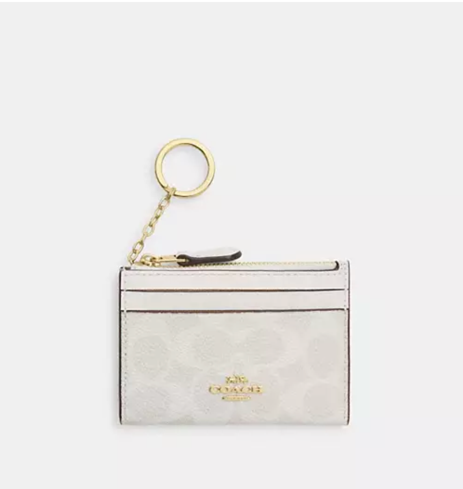 Coach Mini Skinny ID Case In Signature Canvas - Gold/Chalk