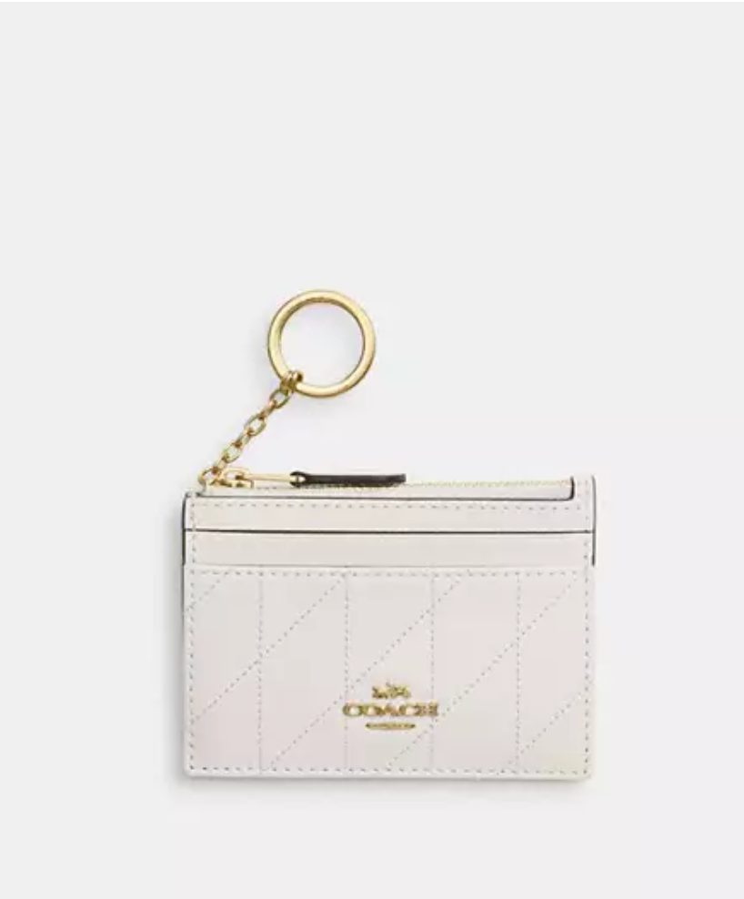 Coach Mini Skinny Id Case With Quilting - Gold/Chalk