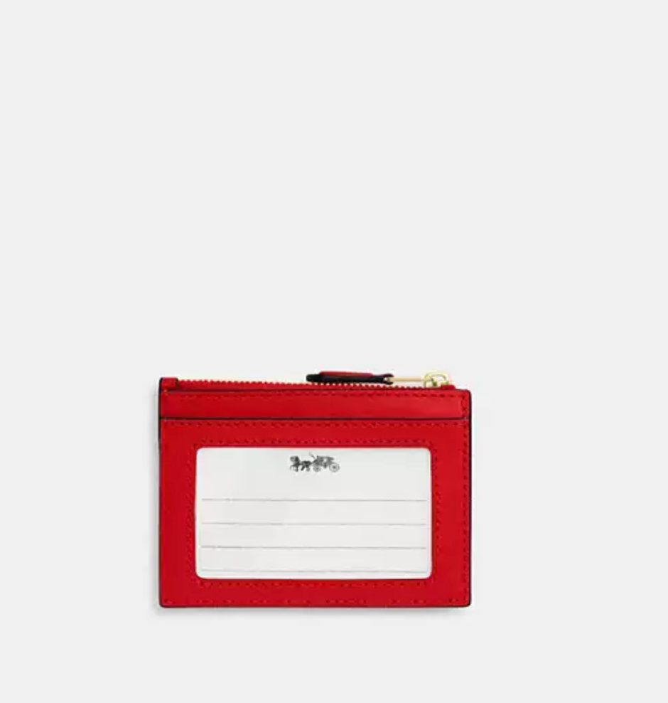Coach Mini Skinny Id Case With Quilting - Candy Apple