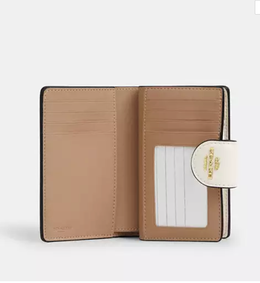 Coach Medium Corner Zip Wallet In Signature Canvas - White/Chalk