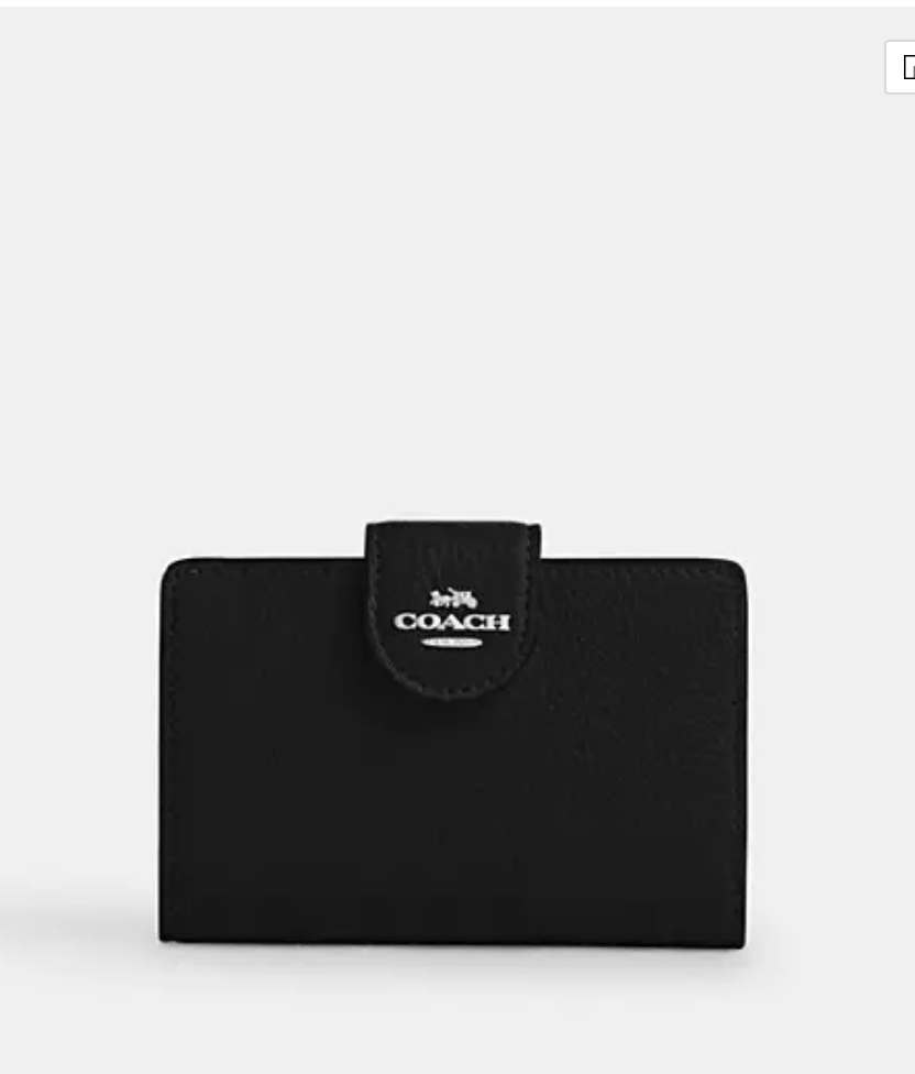 Coach Medium Corner Zip Wallet -Silver/Black