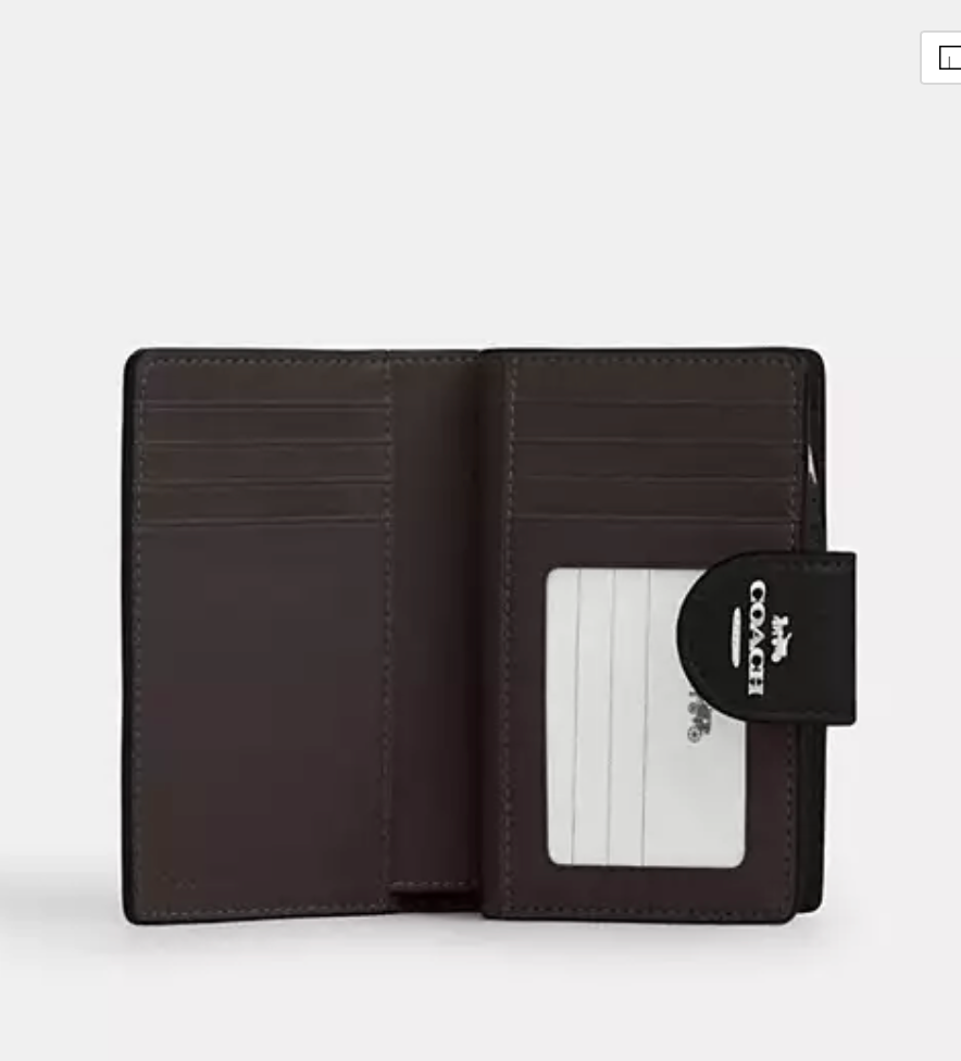 Coach Medium Corner Zip Wallet -Silver/Black