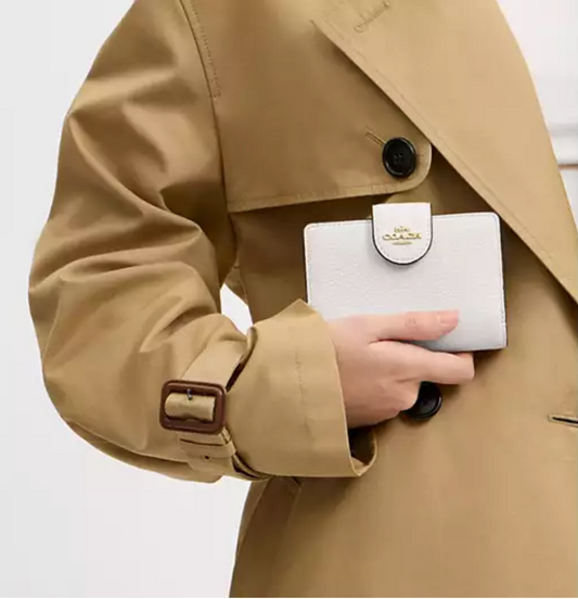 Coach Medium Corner Zip Wallet -Gold/Chalk