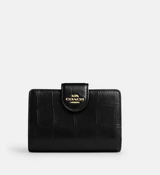 Coach Medium Corner Zip Wallet -Croco Gold/Black