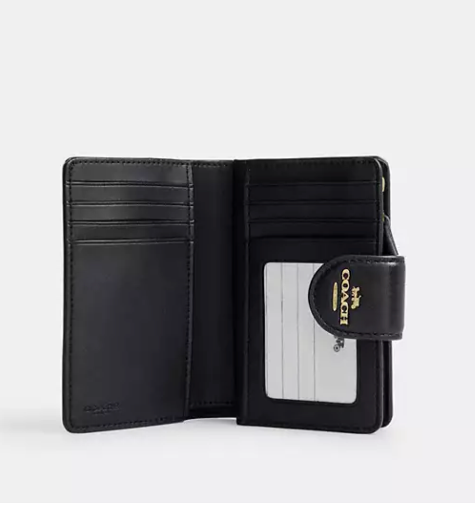 Coach Medium Corner Zip Wallet -Croco Gold/Black