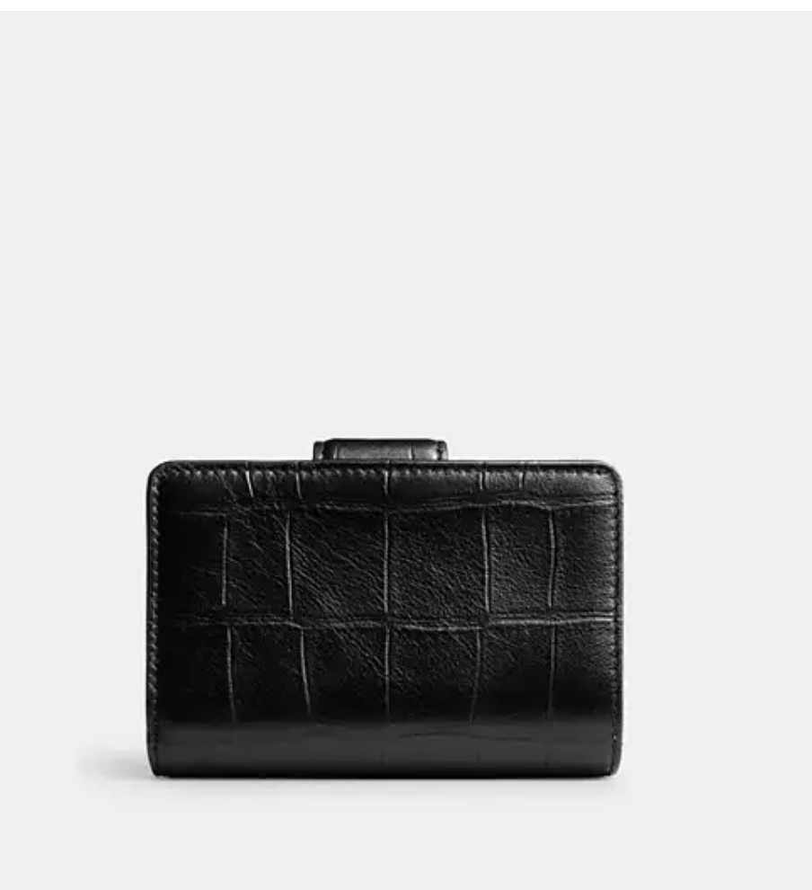 Coach Medium Corner Zip Wallet -Croco Gold/Black