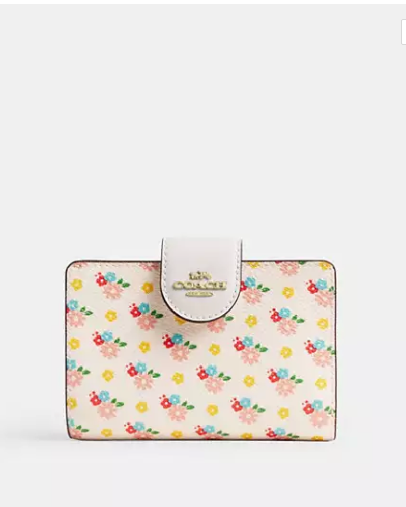 Coach Medium Corner Zip Wallet With Floral Print