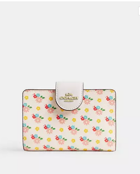 Coach Medium Corner Zip Wallet With Floral Print