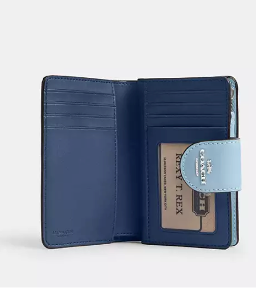 Coach Medium Corner Zip Wallet With Floral Print - Blue Multi