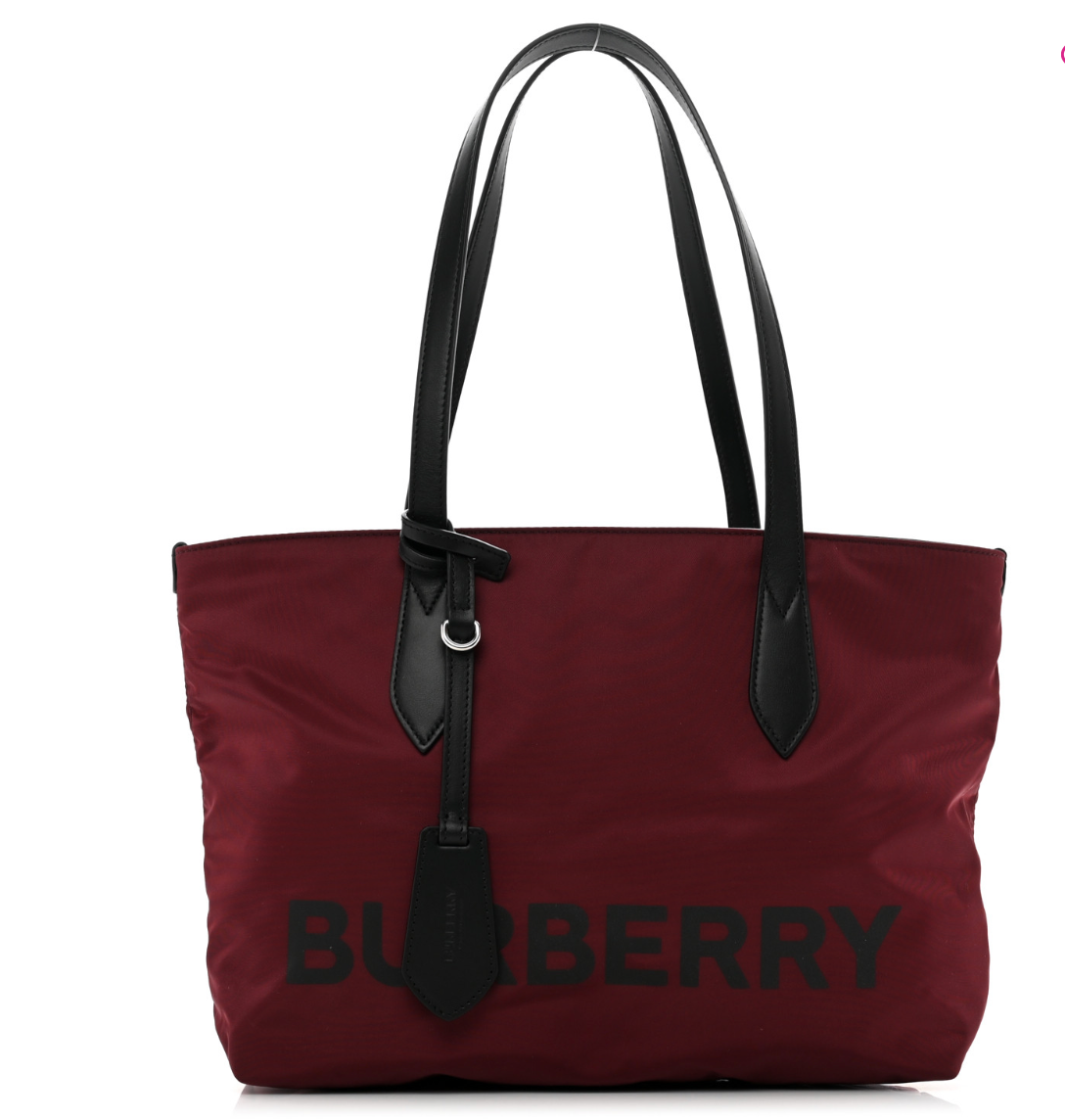 Burberry Burgundy/Black Eco Nylon Small Tote Bag