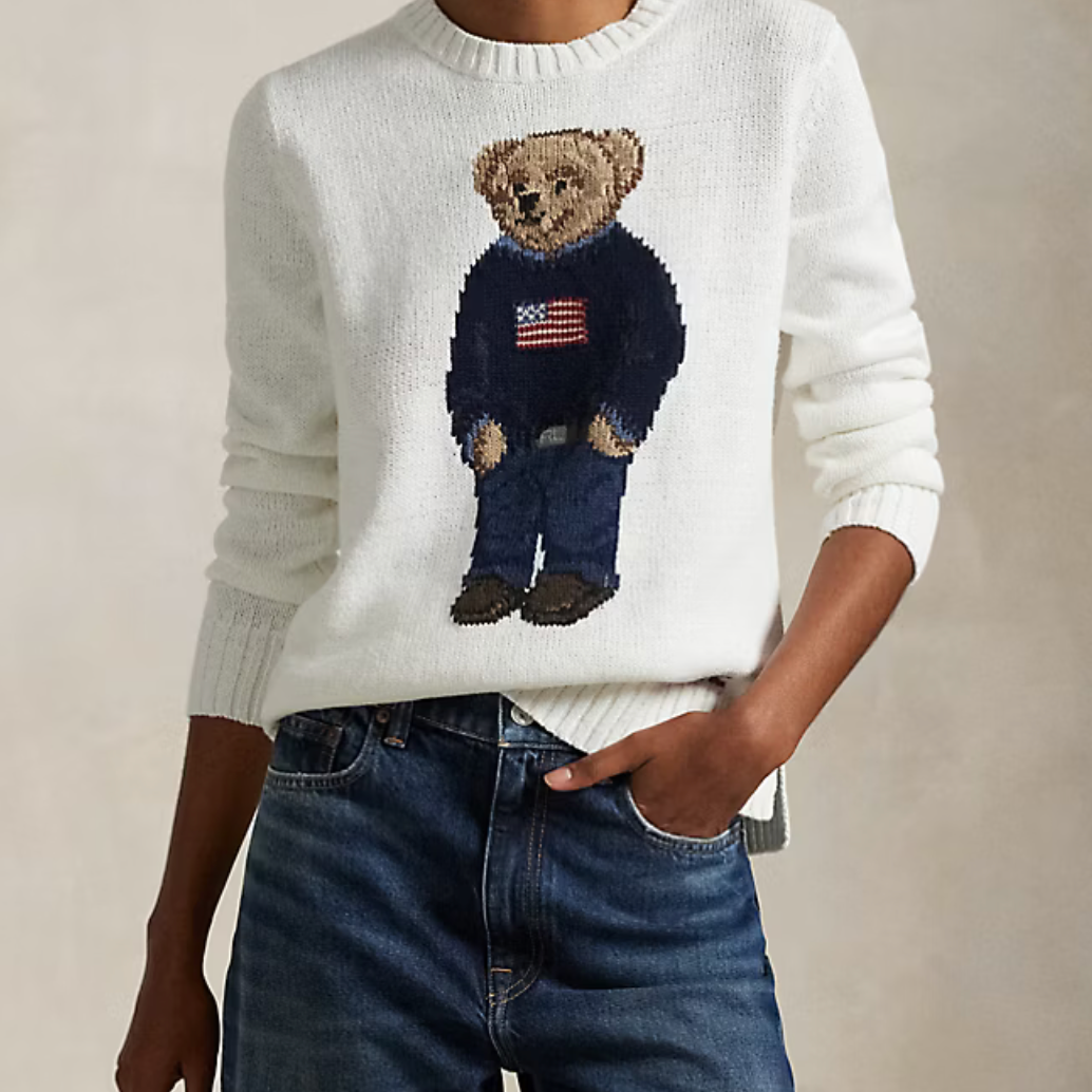Polo Bear Linen-Cotton Crewneck Sweater