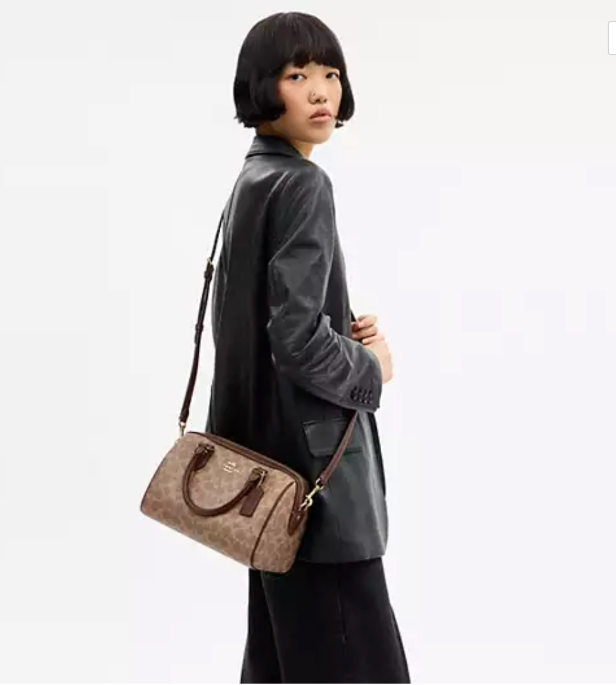 Coach Rowan Satchel Bag In Signature Canvas - Tan/Brown