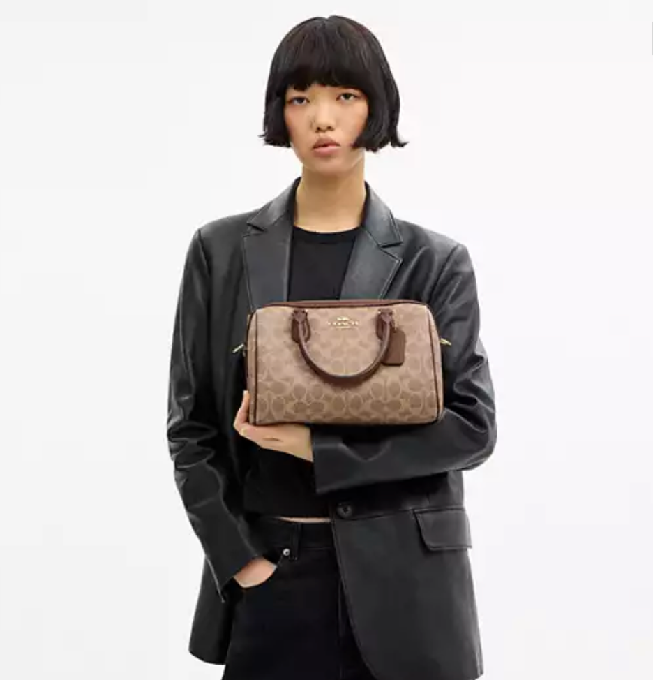 Coach Rowan Satchel Bag In Signature Canvas - Tan/Brown