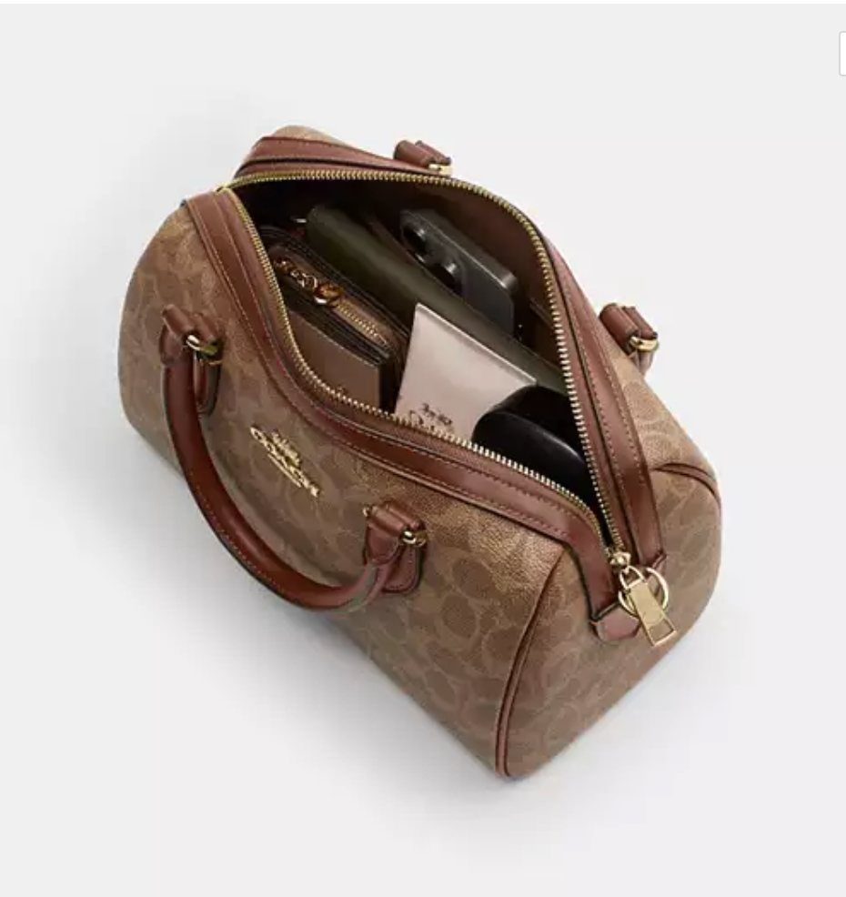 Coach Rowan Satchel Bag In Signature Canvas - Tan/Brown