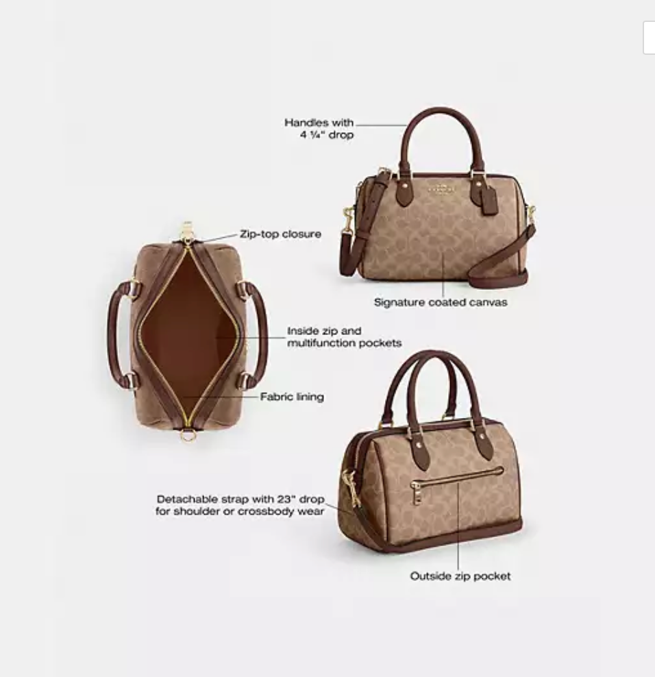 Coach Rowan Satchel Bag In Signature Canvas - Tan/Brown