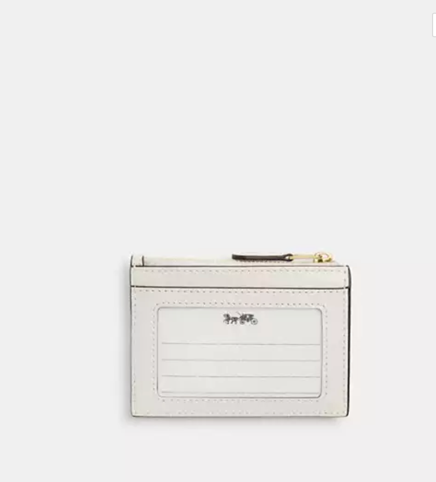 Coach Mini Skinny Id Case With Quilting - Gold/Chalk