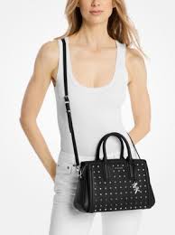 Michael Kors Laila Small Studded Leather Satchel