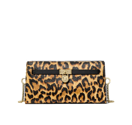 Michael Kors Women's Hamilton Moderne Extra-Small Leopard Print Calf Hair Convertible Crossbody Bag