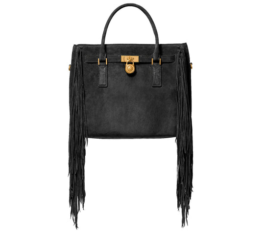 Michael Kors Women's Hamilton Moderne Large Fringed Suede Satchel Bag