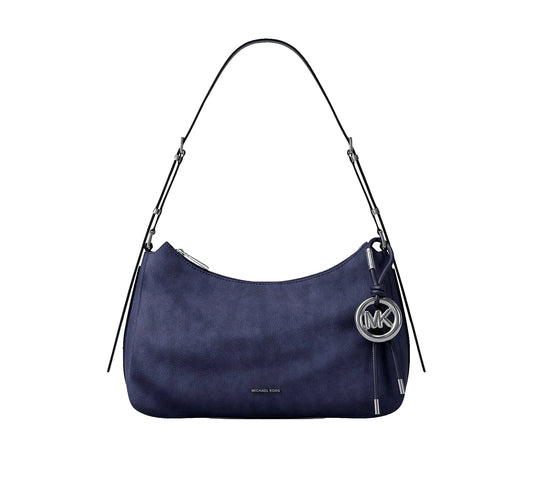 Michael Kors Women's Nolita Medium Nubuck Shoulder Bag Dress Blues/Silver