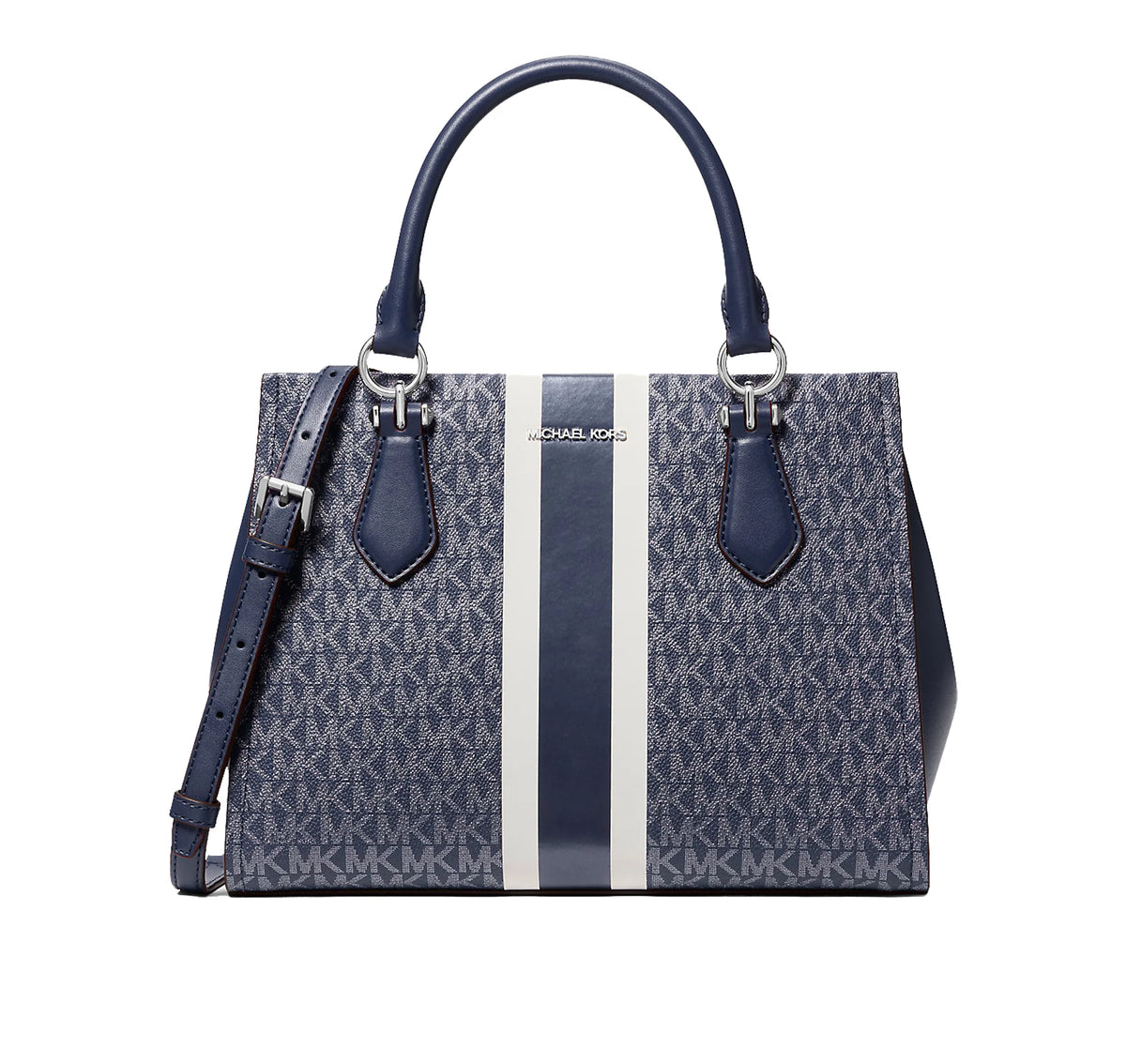 Michael Kors Women's Marilyn Medium Signature Logo Stripe Satchel Bag
