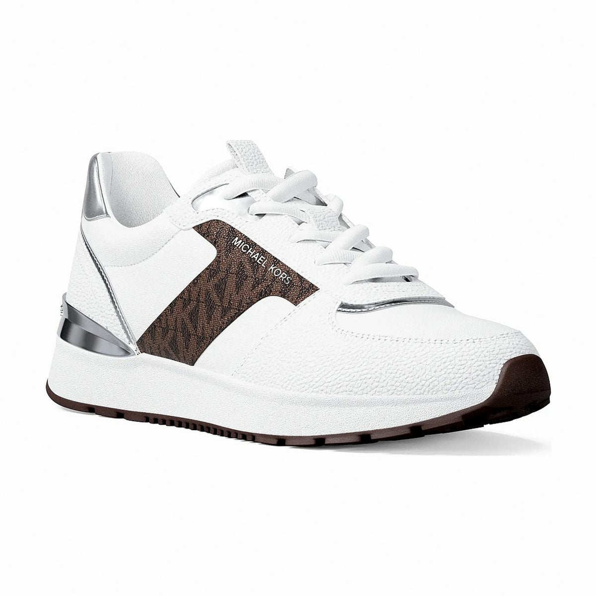 Michael Kors Remy Mixed-Media Trainer - OP WHT/BROWN