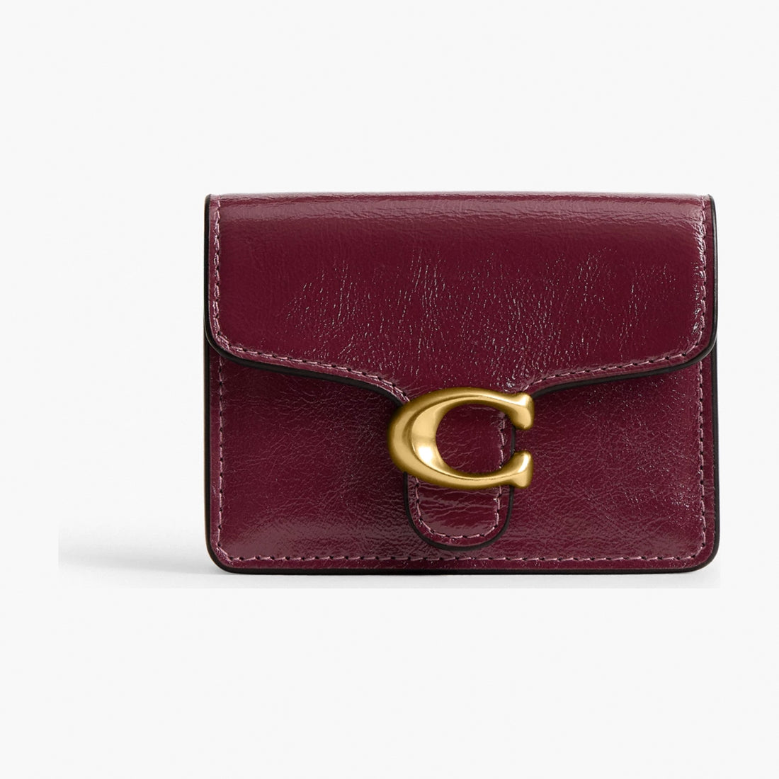 Coach Tabby Card Case - Brass/Dark Cherry