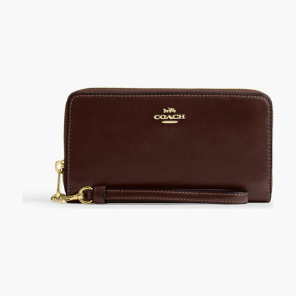 Coach Long Zip Around Wallet - Gold/Maple