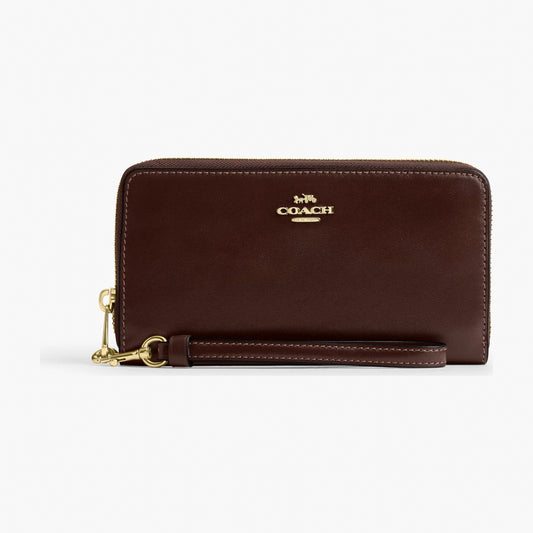 Coach Long Zip Around Wallet - Gold/Maple